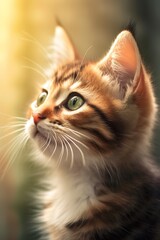 Portrait of Cute Kitten looking to the left