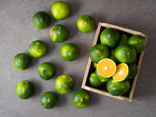 unripe green tangerine, mandarin, tangerine