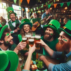 Various images of St Patrick's day themed people and scenes. - obrazy, fototapety, plakaty