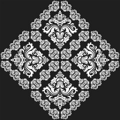 Elegant vintage vector black white ornament in classic style. Abstract traditional ornament with oriental elements. Classic vintage pattern