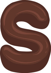 Brown Chocolate Alphabet Letter S
