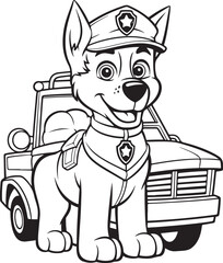 coloring page of a cute dog hand drawn illustration