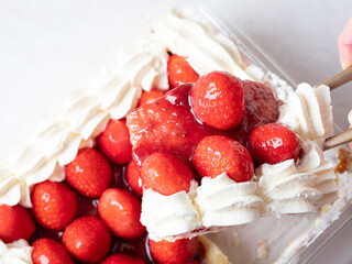 Whipped cream strawberry cake