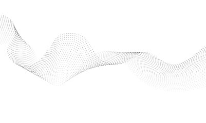 Abstract halftone flowing wavy colorful gradient dots shape isolated on transparent background. Digital future technology concept. Design for web design, music, cover, technology, science, data