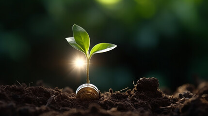 The concept of green investment represented by plants growing in bulbs, showcasing the idea of rising money to invest.