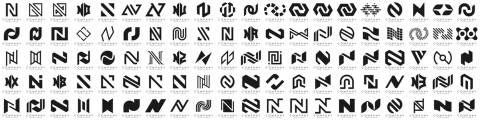 collection abstract letter N logo design. modern logotype N design with black color. vector illustration