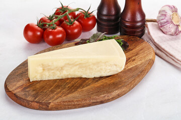 Piece Italian hard parmesan cheese