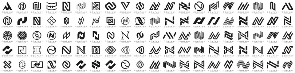 collection abstract letter N logo design. modern logotype N design with black color. vector illustration