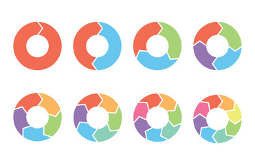 Cycle diagram pie chart set, infographic template