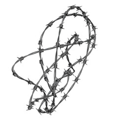 Sharp Barb Wire Elements in 8K: 3D Rendered Metal Steel Barbed Wire Border PNG, Isolated on Transparent Background for Prison Security or Industrial Fencing.