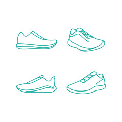 running shoe icon set line art logo vector abstract symbol illustration design