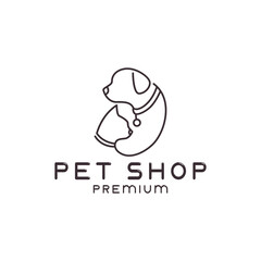 pet shop  cat and dog  lines art logo vector symbol abstract illustration design