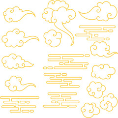 Vector set chinese gold cloud - obrazy, fototapety, plakaty