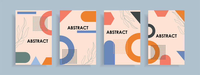 Modern abstract cover set, minimal design. Colorful geometric background. - obrazy, fototapety, plakaty