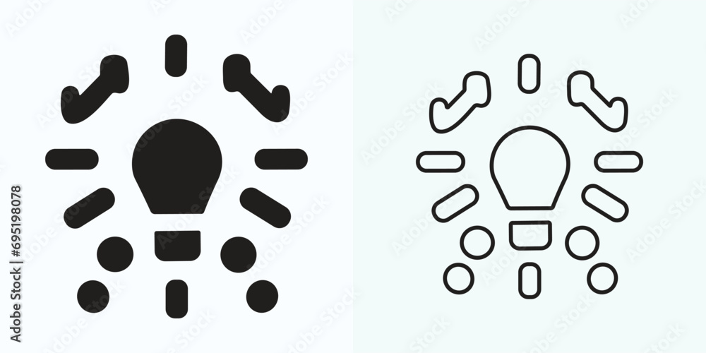 Wall mural Vector light bulb icon with concept of idea. Doodle hand-drawn sign. Illustration for print, web