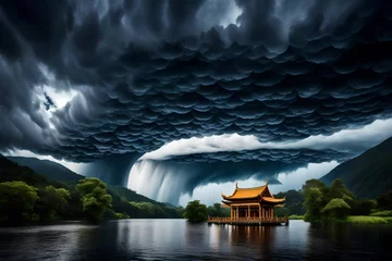 Foto op Canvas chinese temple in the fog © Ya Ali Madad 