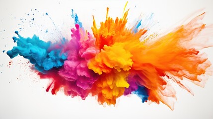 Fototapeta na wymiar Colored powder explosions on a white background