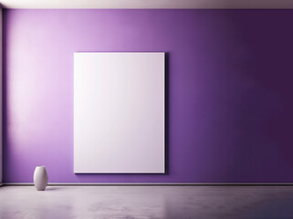 blank canvas on purple wall with copy space