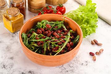Red canned beans with arugula