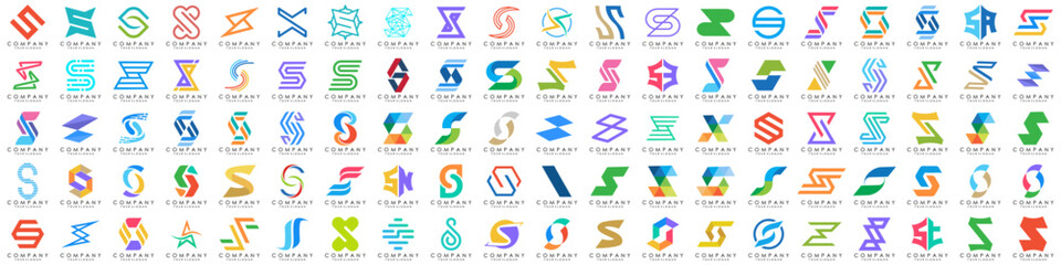 collection abstract letter S logo design. modern logotype S design with colorful. vector illustration