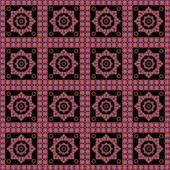 Circles arranged in a row to form a rectangle with a black background, design, square pattern, fabric pattern, pattern for use as background.
