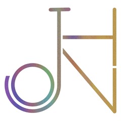 Beautiful multi-colored line drawing, Symbol design with letters J, O, H, N Logo pattern. 