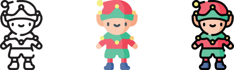 cute christmas icon with 3 different styles.