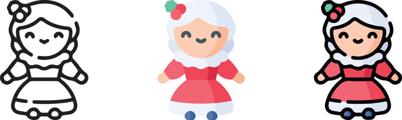 cute christmas icon with 3 different styles.