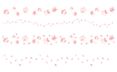 フラットな桜の花のライン素材セット - obrazy, fototapety, plakaty