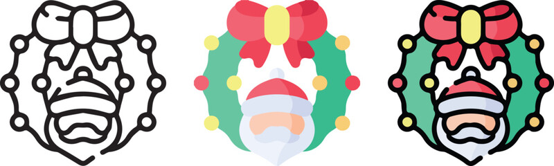 cute christmas icon with 3 different styles.