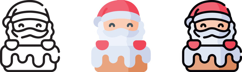 cute christmas icon with 3 different styles.