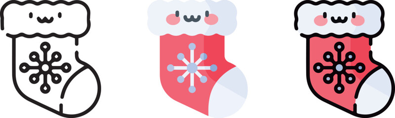 cute christmas icon with 3 different styles.