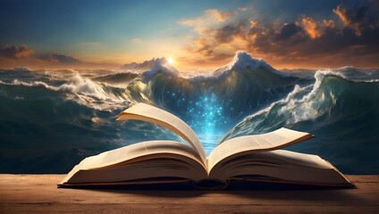An open book with an infinite horizon in its pages, symbolizing unending learning and discovery. Generative AI