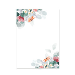 Premium wedding invitation template  with elegant  leaves decoration. Botanic card design concept