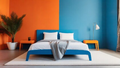 "Chic Simplicity: Minimalist Bedding in Vibrant Surroundings