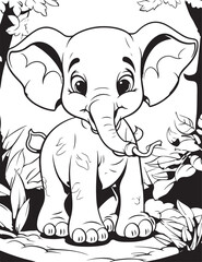 Obraz premium hand drawn cute elephant outline illustration