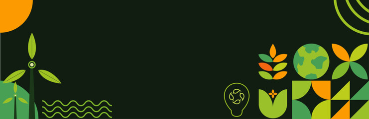 background Green ecological motif vector banner illustration. Illustration of nature conservation