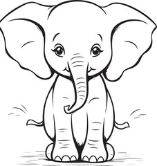 Naklejka premium hand drawn cute elephant outline illustration