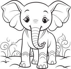 Obraz premium hand drawn cute elephant outline illustration