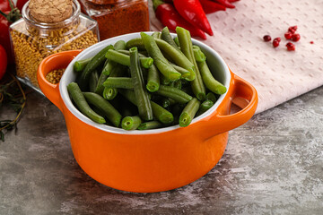 Vegan cuisine - boiled green bean