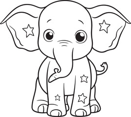Obraz premium hand drawn cute elephant outline illustration