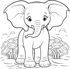 Obraz premium hand drawn cute elephant outline illustration
