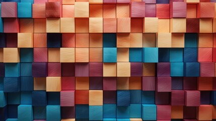 An abstract composition featuring 3D wooden cubes, accompanied by a backdrop of vibrant wood texture.