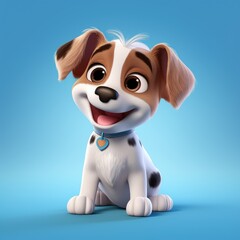 3d cute cartoon dog illustration. Generative AI