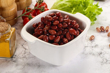Canned red beans in the bowl