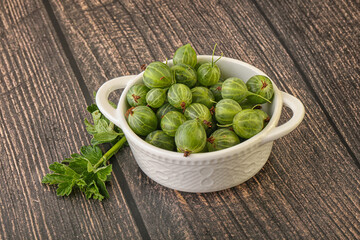 Natural ripe gooseberry heap in the bowl