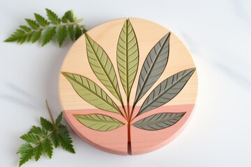 Marijuana Greenery and Wooden : Happy Cannabis Symbol