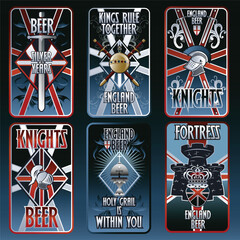 Vector illustration of manly royal British knight ornamental decorative beer labels
