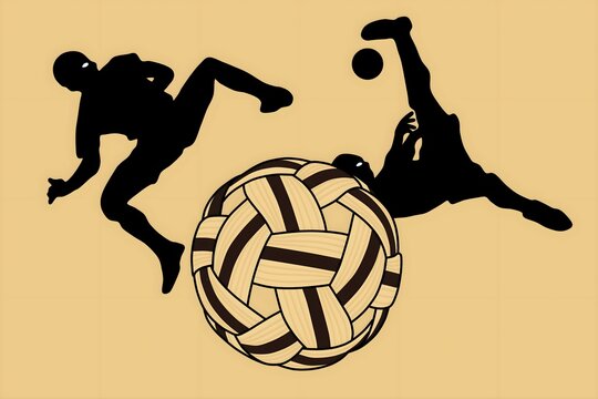 vector design illustration soccer takraw player silhouette with ball