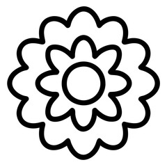 beautiful flower outline isolated in white and black colors